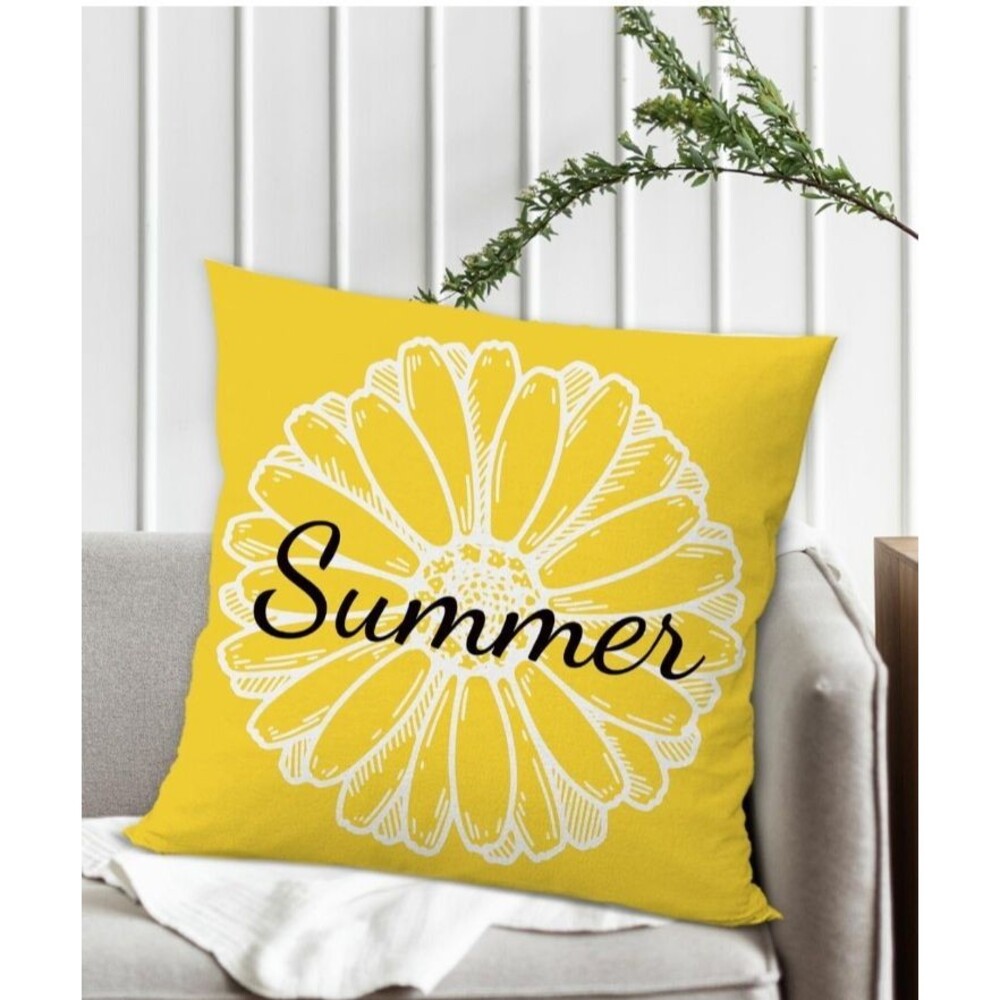 18" x 18" Decorative Pillow Case "Summer" Yellow NEW - Picture 3 of 3